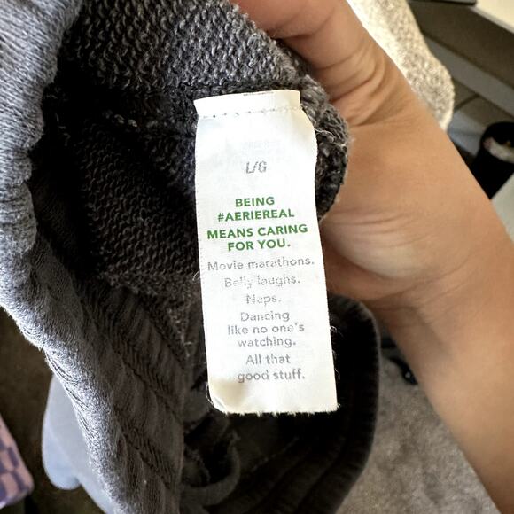 Aerie Dark Grey Charcoal Jogger Sweatpants Pockets Women's Size Large - Picture 3 of 5